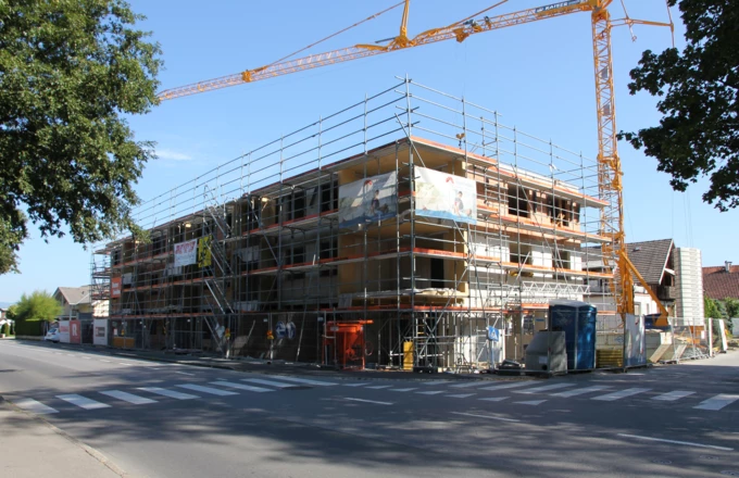 Die neue Wohnanlage von Alpenländischer und Rhomberg Bau in der Oberaustraße in Feldkirch-Gisingen.