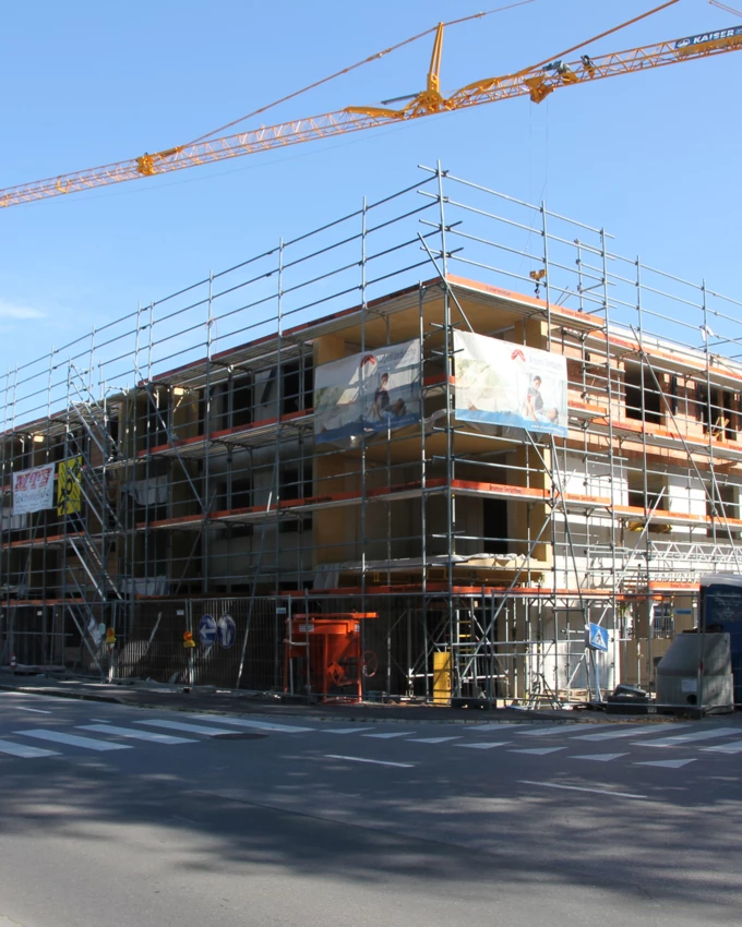 Die neue Wohnanlage von Alpenländischer und Rhomberg Bau in der Oberaustraße in Feldkirch-Gisingen.