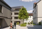 Das neue Kohler-Quartier an der Hofsteigstraße in Schwarzach greift den traditionellen Baustil auf, wertet ihn mit modernem Bezug auf und schafft so Raum für insgesamt 14 Mietparteien. Bildnachweis: Hof 437